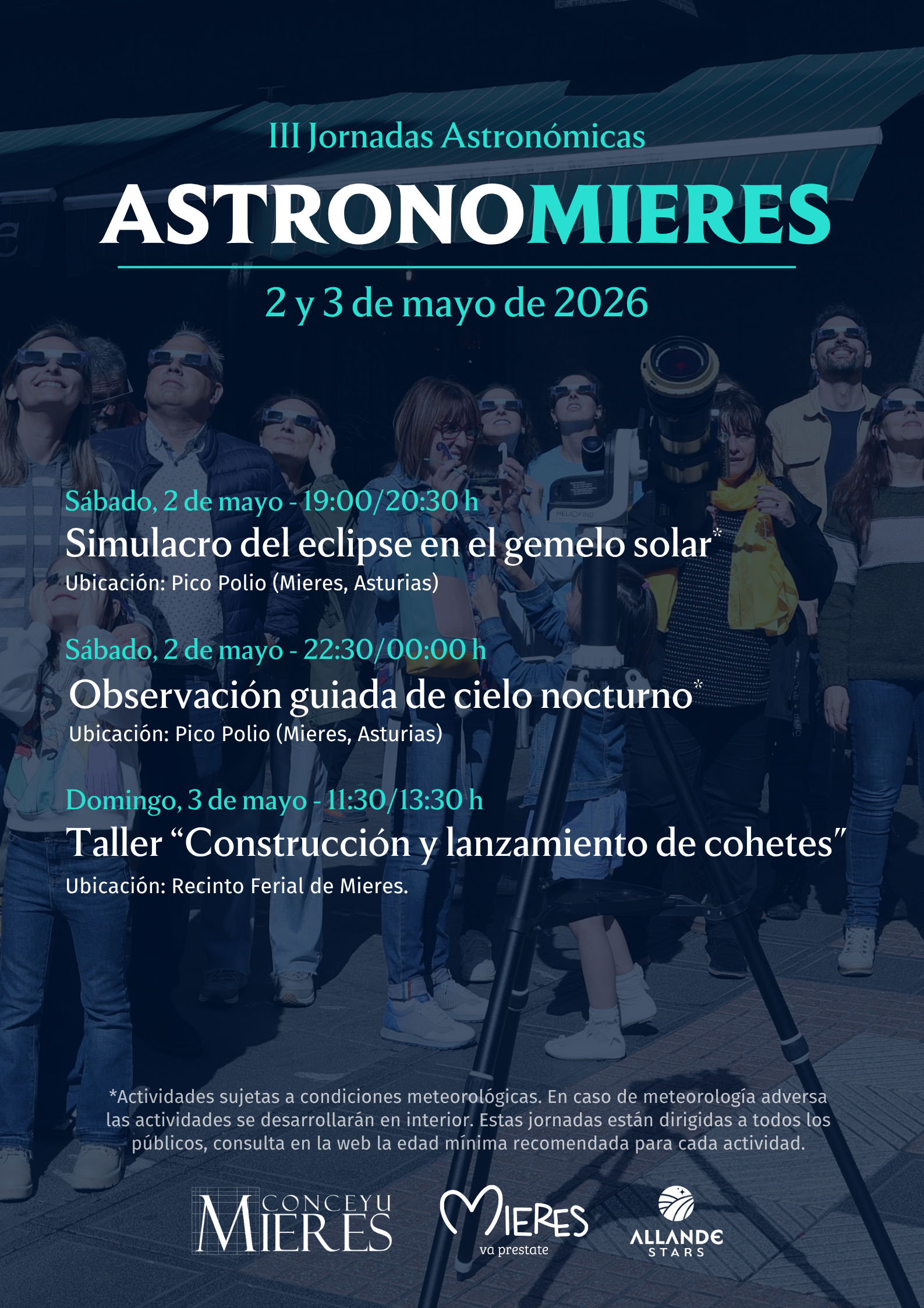 Cartel AstronoMieres 2 y 3 de mayo 2026